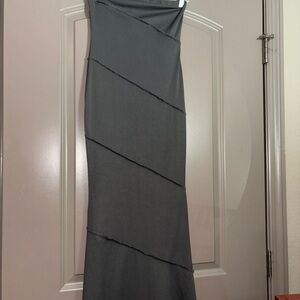 Elegant Gray Women's Strapless Maxi Dress